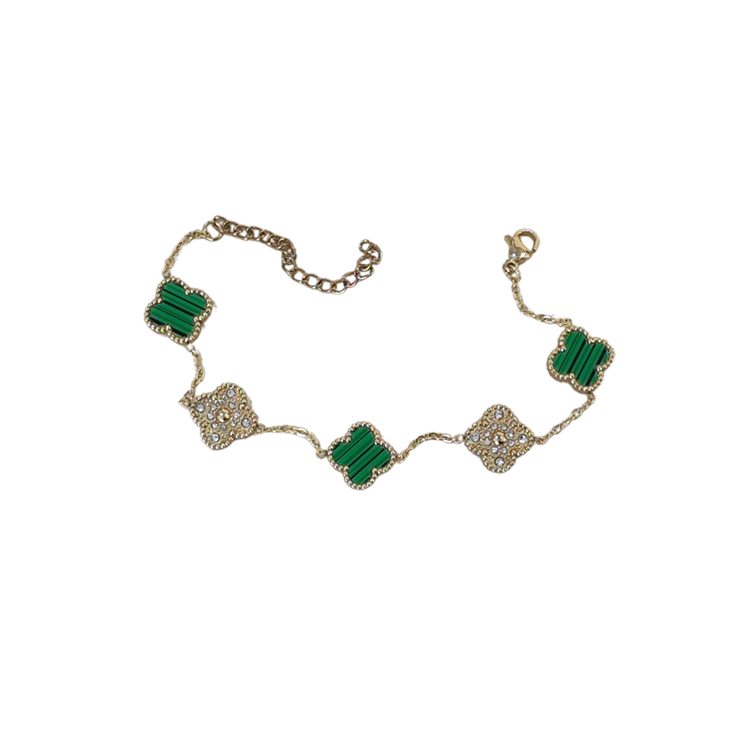 Pulsera Estilo Van Cleef & Arpels Trebol Verde y Blanco