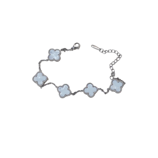 Pulsera Estilo Van Cleef & Arpels Trebol Blanca