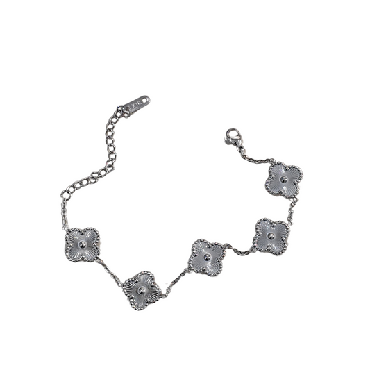 Pulsera Estilo Van Cleef & Arpels Trebol Plateada