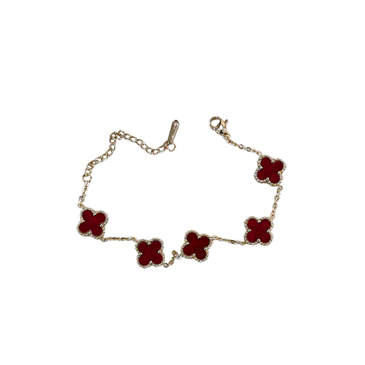Pulsera Estilo Van Cleef & Arpels Trebol Rojo